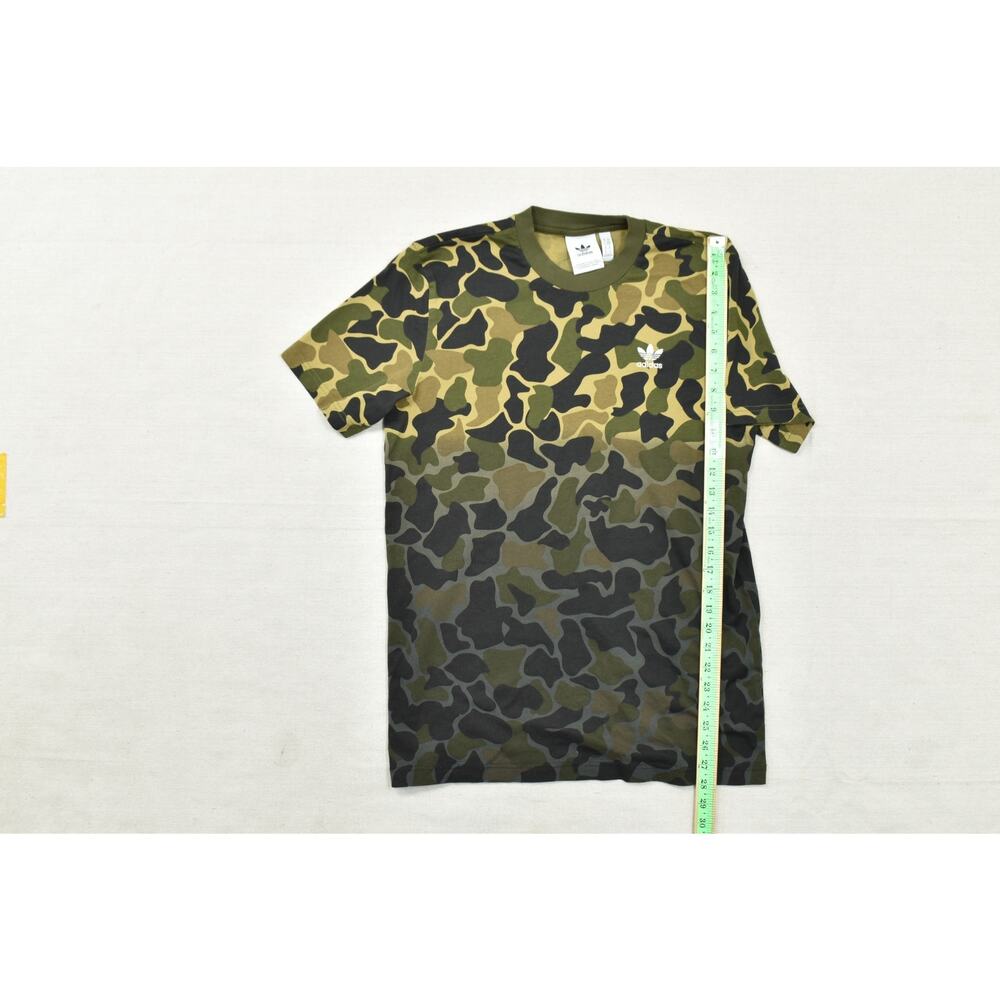 adidas Originals Mens Medium Camo Trefoil Graphic T-Shirt Green Camouflage Print - Picture 4 of 8